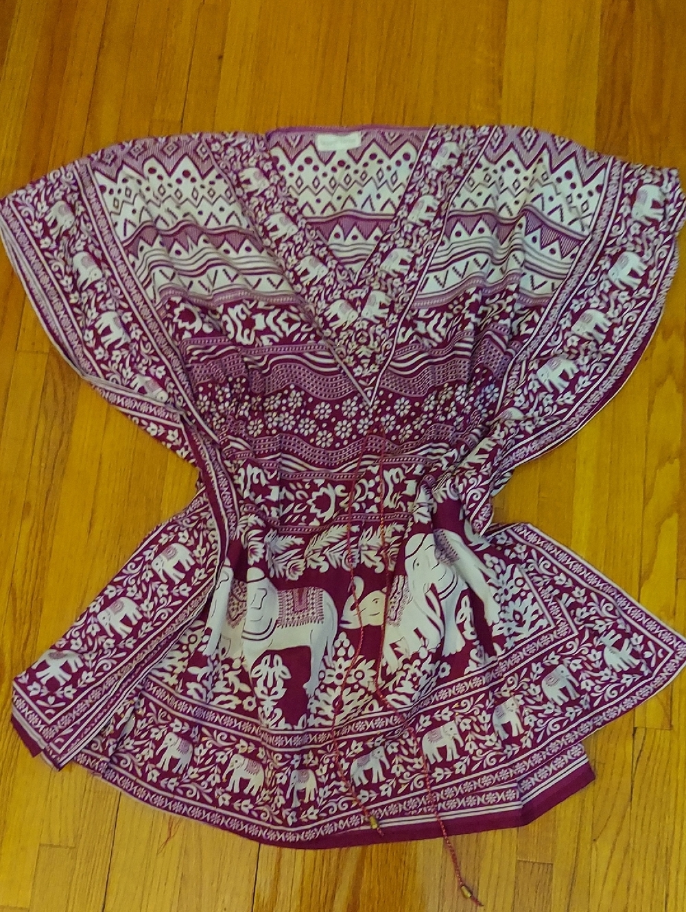 Women’s Plum Elephant Print V-Neck Cover Up